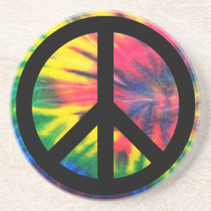 Tie Dyed Black-Fredsteckenet Underlägg Sandsten