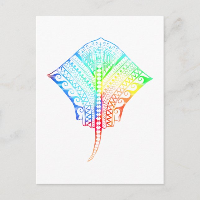Tie Dyed Färg Tribal Stingray Vykort (Framsida)