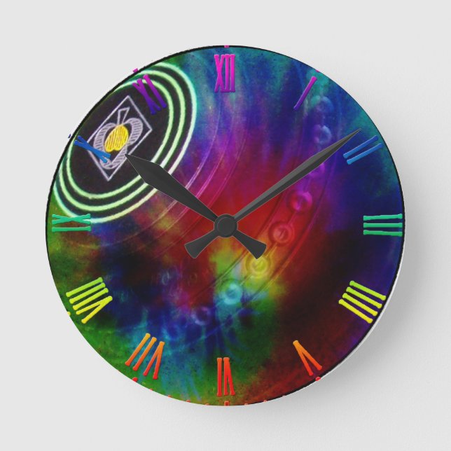 Tie Dyed Gräsmatta Bowl, Wall Clock Rund Klocka (Framsida)