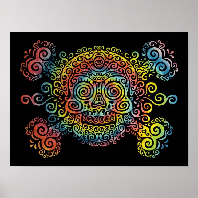 Tie-Dyed Sugar Skull Poster (Framsidan)