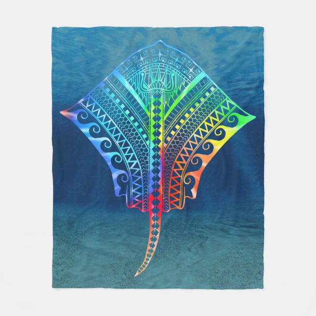 Tie Dyed Tribal Stingray Fleecefilt (Framsidan)