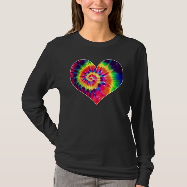 Tie Dyed Valentine's Day Shirt Cute Tye Dye Heart T Shirt (Framsida)