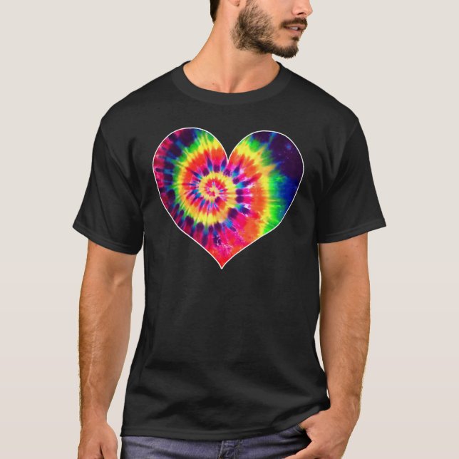 Tie Dyed Valentine's Day Shirt Cute Tye Dye Heart T Shirt (Framsida)