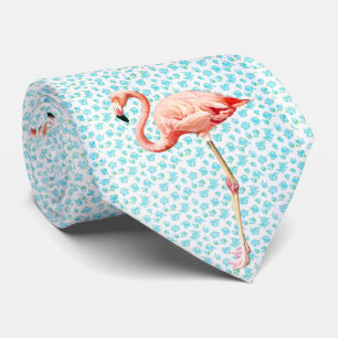 TIE EN PÅ Flamingo parkerar blåtttien Slips