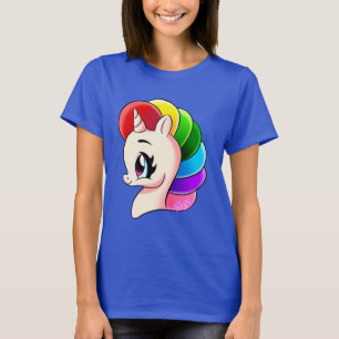 Tie-Färg för hand plockadeUnicornregnbåge T-tröja Tee Shirt