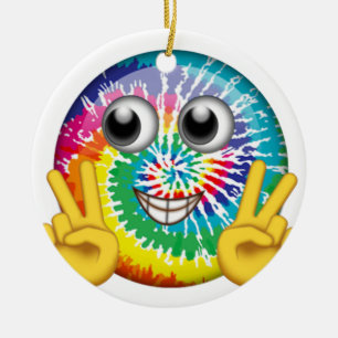 Tie-Färg HippieEmoji fredstecken Julgransprydnad Keramik