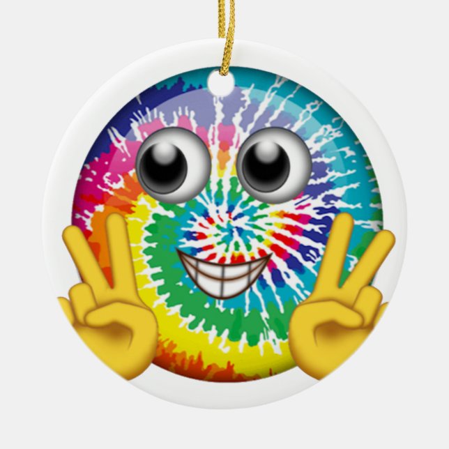 Tie-Färg HippieEmoji fredstecken Julgransprydnad Keramik (Framsidan)