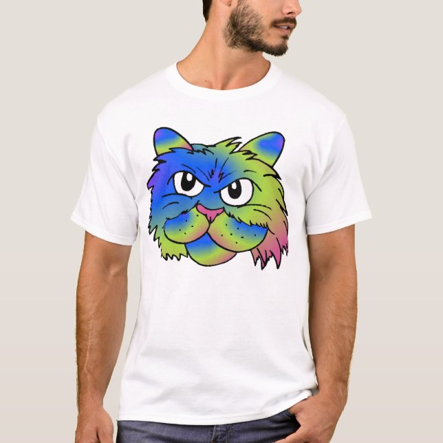 Tie-Färg katt T-shirt (Framsida)
