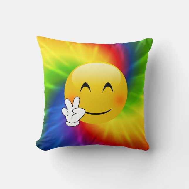 Tie färgad fredsteckenEmoji dekorativ kudde (Framsida)