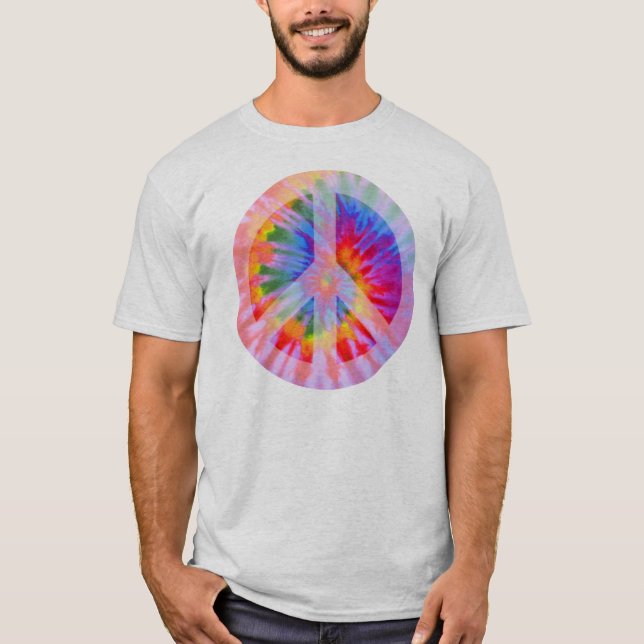 Tie färgad fredsteckenskjorta tee shirt (Framsida)