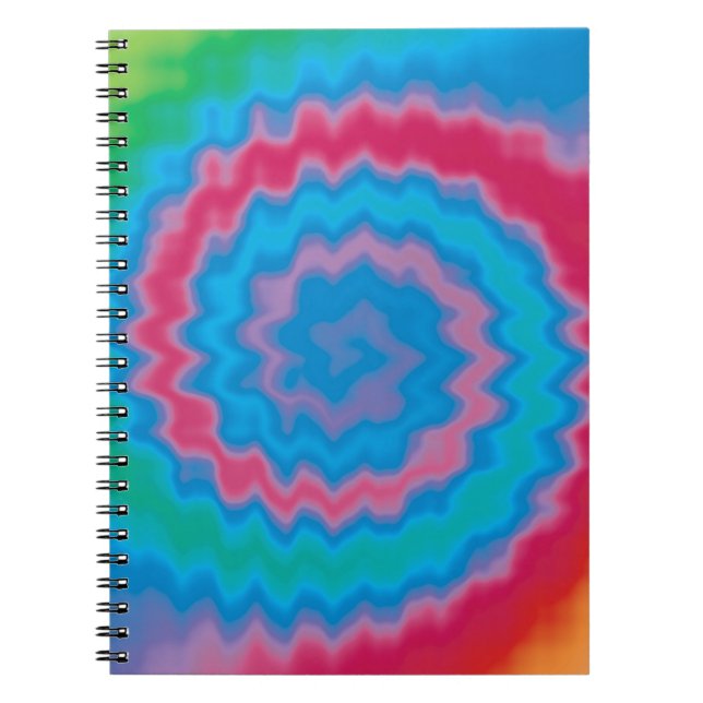 Tie-färgad funky-retrovirel mönster-coola anteckningsbok (Framsidan)
