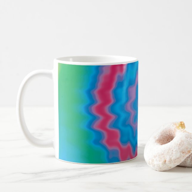 Tie-färgad funky-retrovirel mönster-coola kaffemugg (Med munk)
