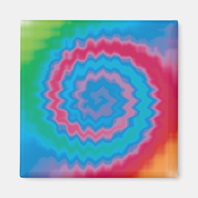 Tie-färgad funky-retrovirel mönster-coola magnet (Framsidan)