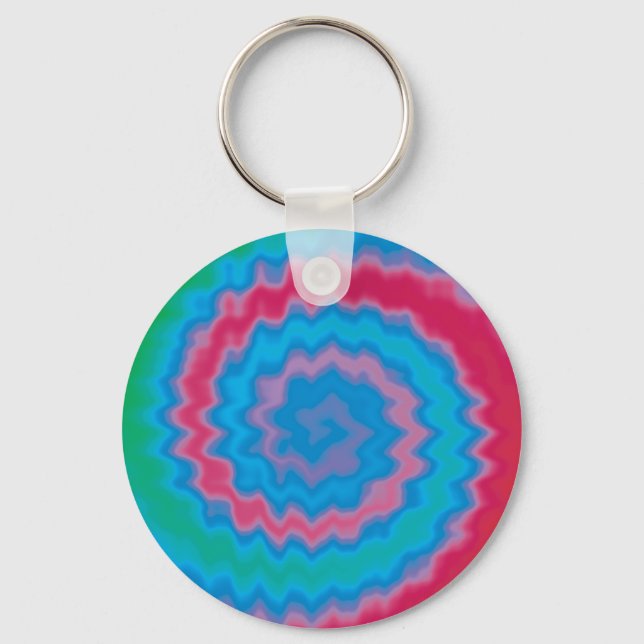 Tie-färgad funky-retrovirel mönster-coola nyckelring (Framsida)