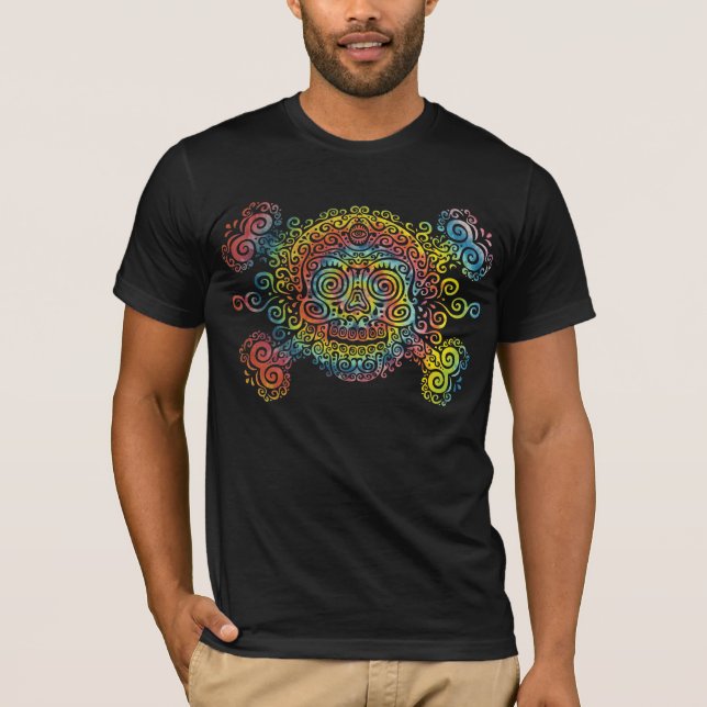Tie-Färgad sockerskalle Tee Shirt (Framsida)