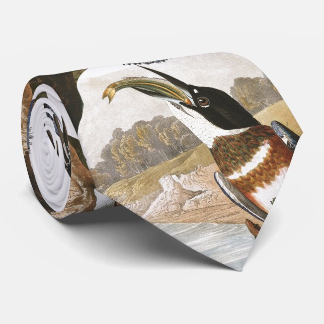 Tie för djurliv för Audubon Kingfisherfåglar djur Slips (Rullad)