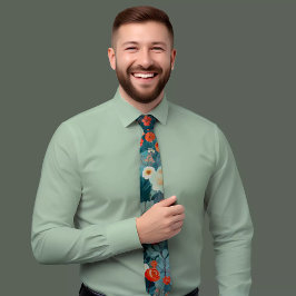 Tie för en-av-ett-natura-Blommigt-målad Slips