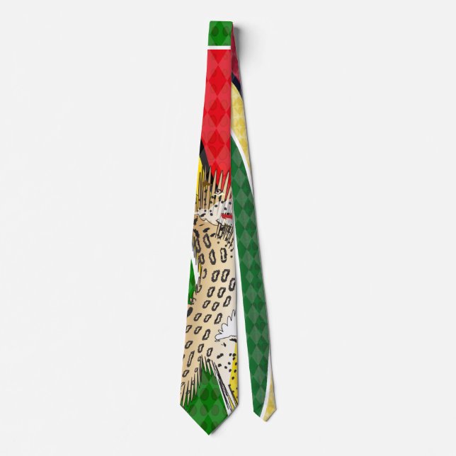 Tie för Guyana flaggajaguar vid RokCloneDesigns Slips (Framsida)
