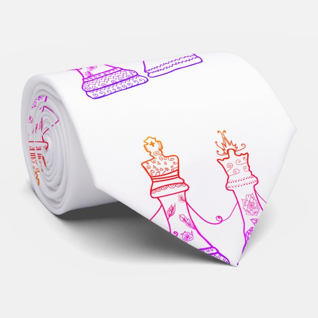 Tie för kung- & drottningschackfigurer slips (Rullad)