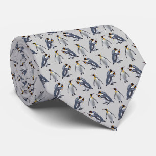 Tie för kungpingvinfrenesi (tända - grå färg), slips