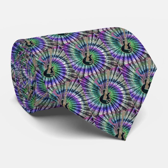 Tie för Psychedelic Tie-Färg elektrisk gitarrmusik Slips (Rullad)