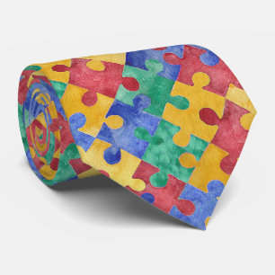 Tie för pussel för Autismmedvetenhetvattenfärg Slips