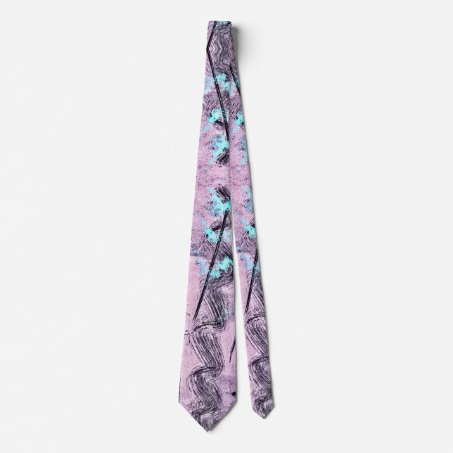 Tie för rosa, turkos och svart Abstrakt Slips (Framsida)