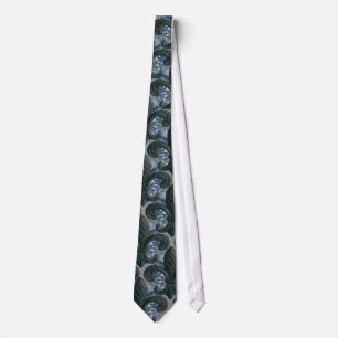 Tie för silver-/marin"järn fleur de lis" nacke slips