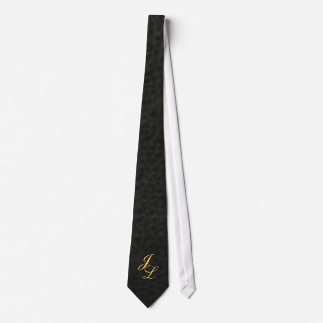 Tie för studenten för Look för Monogramsvartläder Slips (Framsida)
