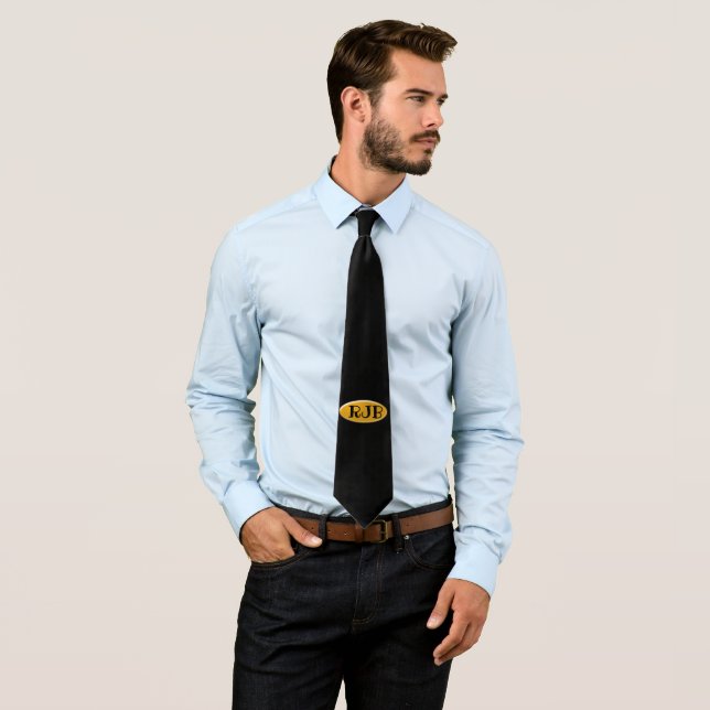 Tie - Golden Oval med Initialer Slips (In Situ)