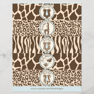 Tie Jumper Diaper and Giraffe Vattenflaska Labels Reklamblad