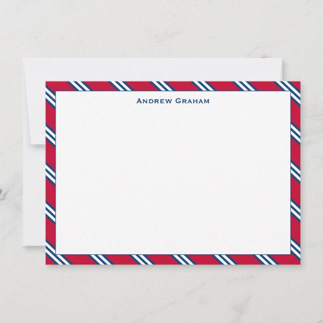 Tie Rand Red and Navy Note Card Anteckningskort (Framsida)