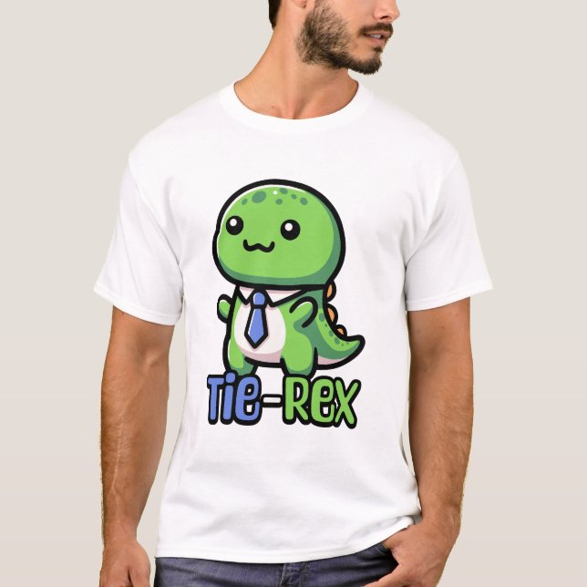 Tie Rex! Cute Tie Wearing Dinosaur Pun T Shirt (Framsida)