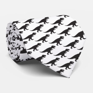 Tie REX - T-Rex Kung i Dinosaurs Black White Slips