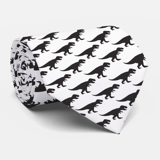 Tie REX - T-Rex Kung i Dinosaurs Black White Slips (Rullad)