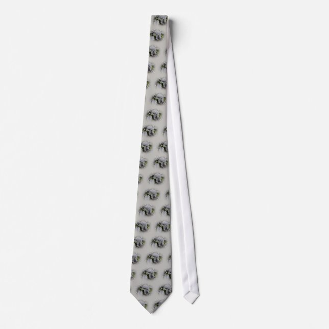 Tie Silver Lövs and Berries - Grått Slips (Framsida)