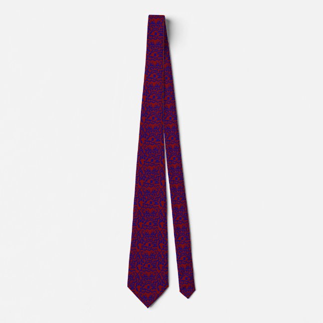 Tie Squiggle mönster Dragon Blue på Red Slips (Framsida)
