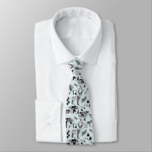 Tie Tribal Woodland Bears, Hjort, Black Aqua Blue