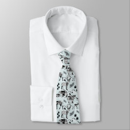 Tie Tribal Woodland Bears, Hjort, Black Aqua Blue Slips