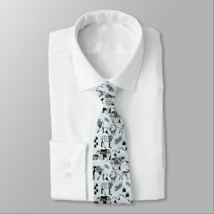 Tie Tribal Woodland Bears, Hjort, Black Aqua Blue Slips