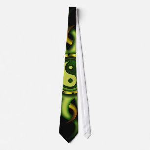 Tie Yin Yang sol, grönt, limefrukt som är chartr Slips