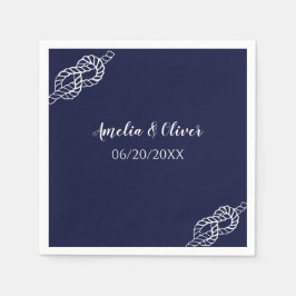 Tied The Knot Nautical Rope White & Navy Wedding Pappersservett