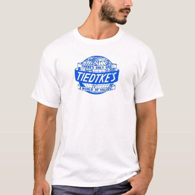 Tiedtkes logotyp för varuhusToledo Ohio jordklot T-shirt (Framsida)