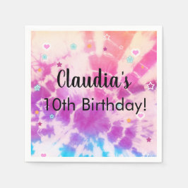 Tiedye-flickans födelsedag papper napkins party fö pappersservett