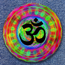 Tiedye-mål med Om-symbol Knapp