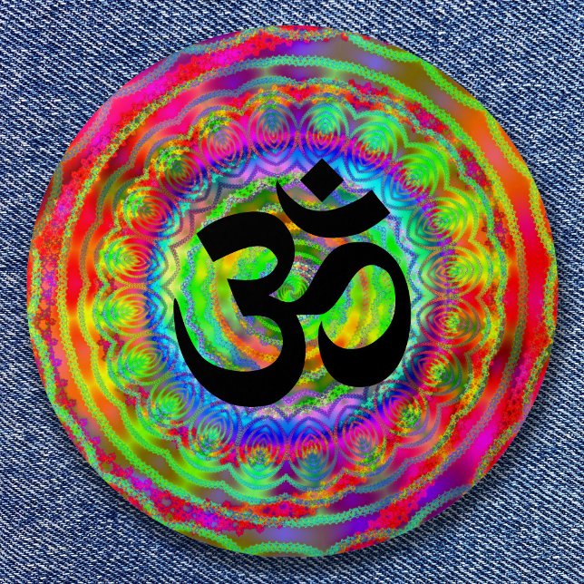 Tiedye-mål med Om-symbol Knapp (Tiedye Target with Om Symbol Button)