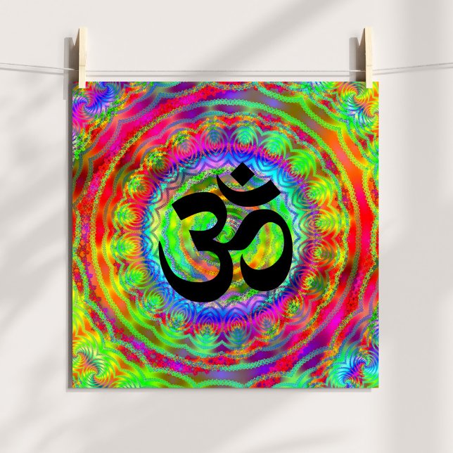 Tiedye-mål med Om-symbol Poster (Tiedye Target with Om Symbol Poster)