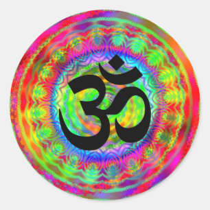 Tiedye-mål med Om-symbol Runt Klistermärke