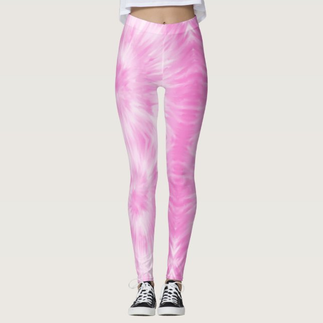 Tiedye Pink Spiral Hippie Tie Dye    Leggings (Framsida)