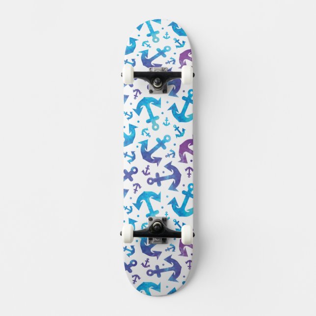Tiefärg ankrar mönster 2 mini skateboard bräda 18,7 cm (Framsida)